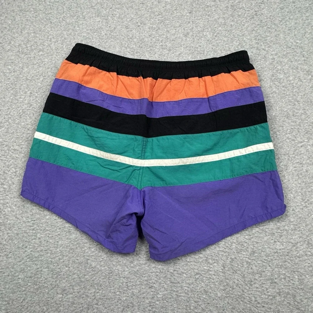 Vtg St. John's‎ Bay Color Block Swim Trunks Medium Retro Surf Beach Vacation 80s